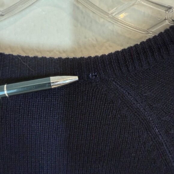 Vince Wool Cashmere Blend Sweater Navy Blue Size Large FLAW - Picture 10 of 13